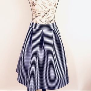 Miin • Striped Midi Scuba Skirt
